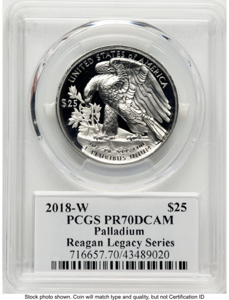 2018-W Palladium Eagle 1 oz, PR Reagan Legacy Series Michael Reagan 70 PCGS