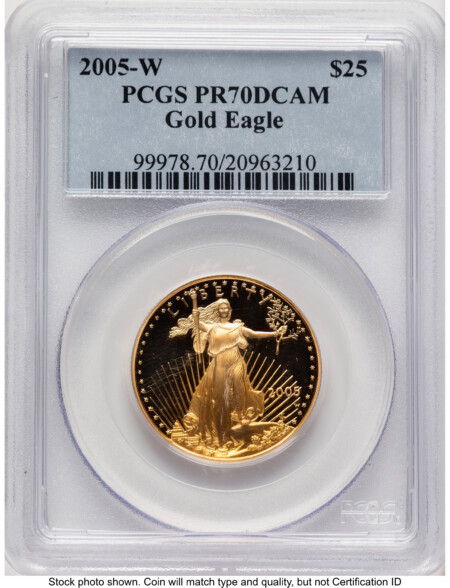 2005-W Proof Gold Eagle 1/2 oz Blue Label 70 PCGS