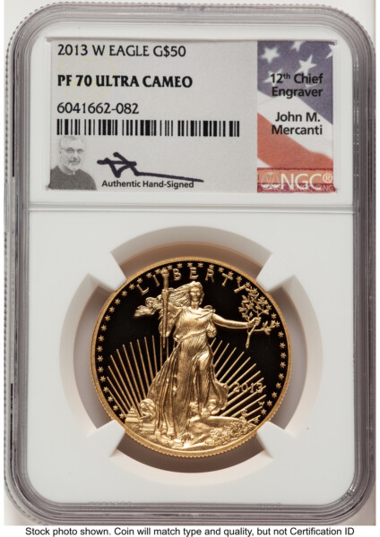 2013-W Proof Gold Eagle 1 oz John Mercanti 70 NGC