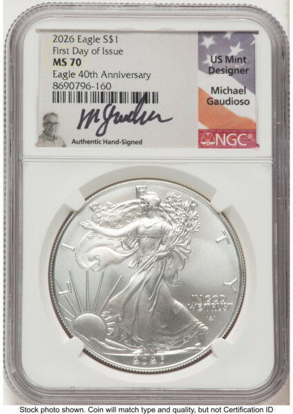 2026 Silver Eagle FDI Michael Gaudioso 70 NGC