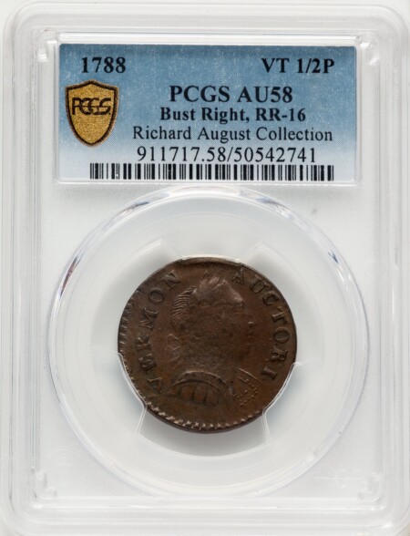 1788 Vermont Copper, RR-16, MS, BN PCGS Secure 58 PCGS