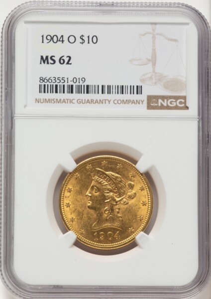 1904-O $10 Brown Label 62 NGC