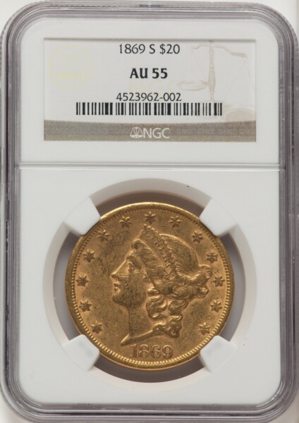 1869-S $20 55 NGC