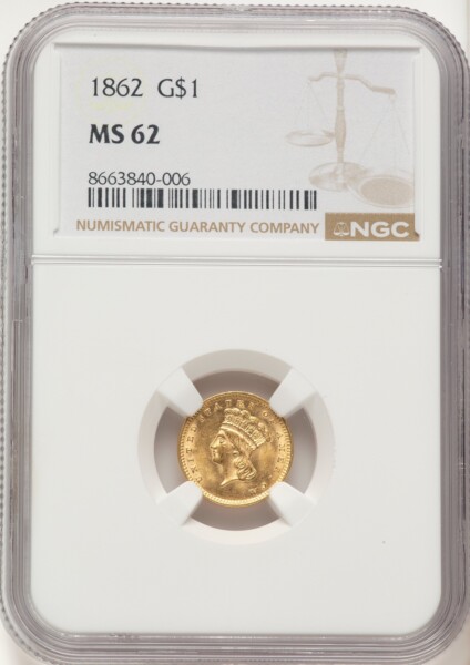 1862 G$1 62 NGC