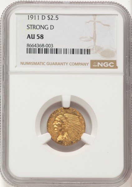 1911-D $2 1/2 58 NGC