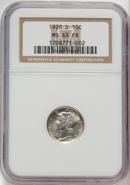1920-D 10C, FB 63 NGC