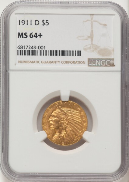 1911-D $5 NGC Plus 64 NGC