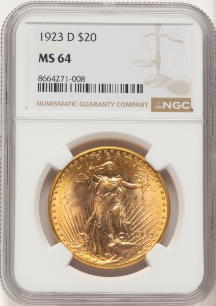 1923-D $20 64 NGC