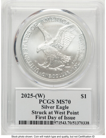 2025-(W) Silver Eagle FDI 2025 Silver American Eagle Label 70 PCGS