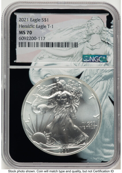 2021 Silver Eagle Type 1 Black Silver Eagle Core Overlay/Label 70 NGC