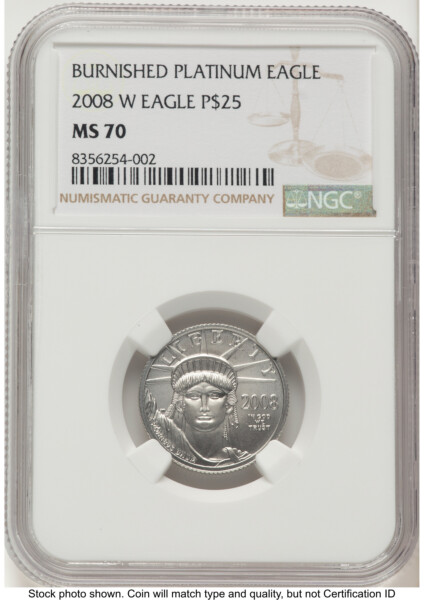 2008-W Burnished Platinum Eagle 1/4 oz Brown Label 70 NGC