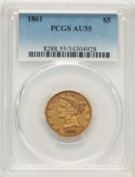 1861 $5 55 PCGS