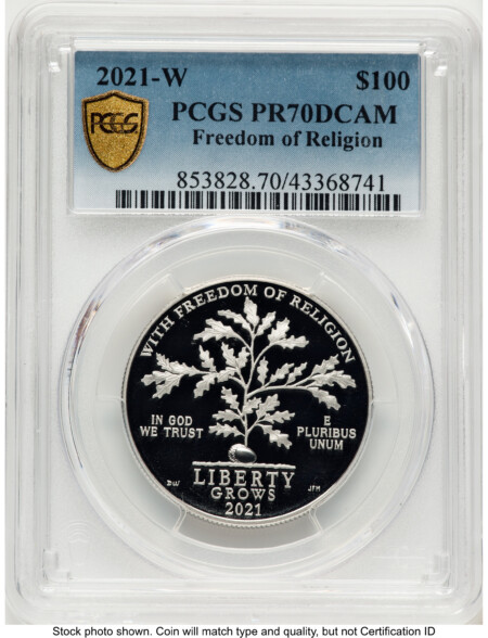 2021-W Proof Platinum Eagle 1 oz Blue Gradient 70 PCGS