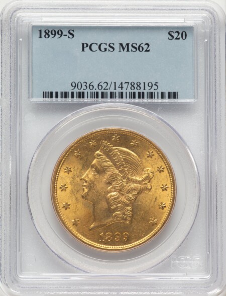 1899-S $20 Blue Label 62 PCGS