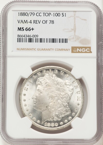1880-CC $1 80/79 Reverse of 1878, VAM-4, MS NGC Plus 66 NGC