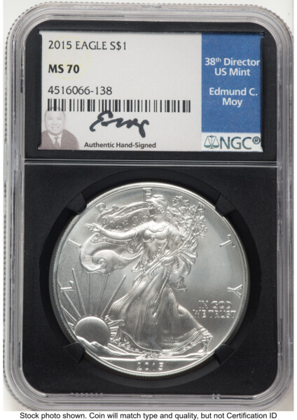 2015 Silver Eagle Ed Moy Blk Core 70 NGC