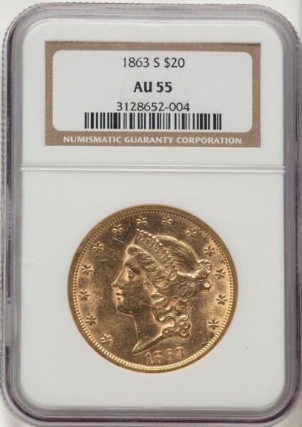 1863-S $20 55 NGC