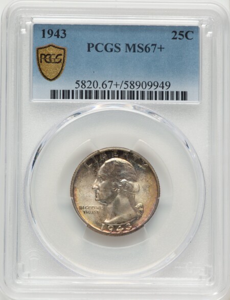 1943 25C PCGS Secure PCGS Plus 67 PCGS