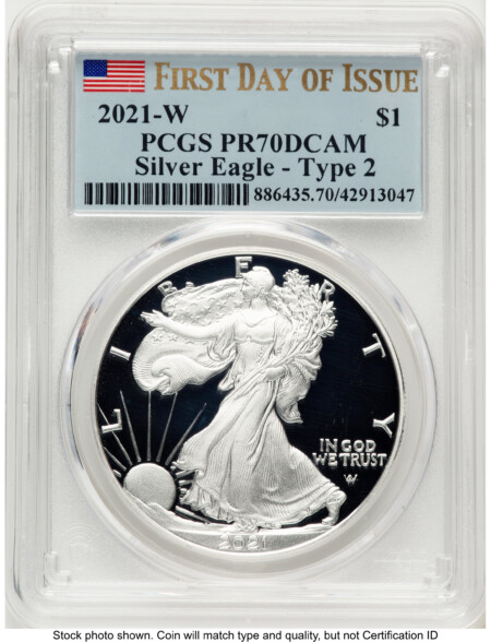 2021-W TY2 Proof Silver Eagle 1 oz FDI Flag 70 PCGS