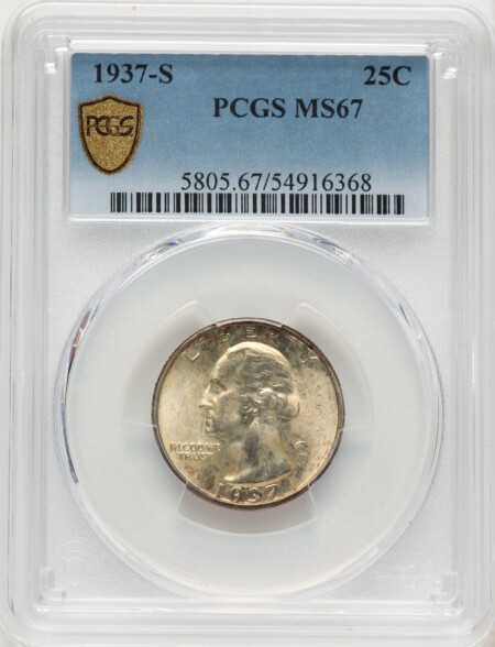 1937-S 25C PCGS Secure 67 PCGS