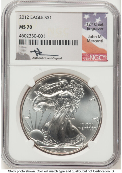 2012 Silver Eagle John Mercanti 70 NGC