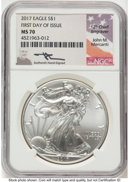 2017 Silver Eagle FDI John Mercanti 70 NGC