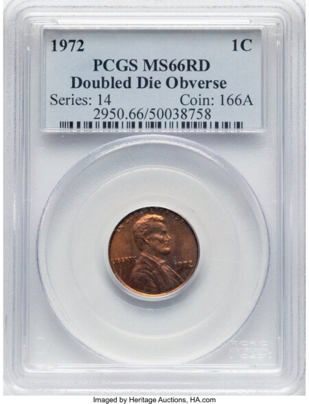1972 1C Doubled Die Obverse, FS-101, MS, RD 66 PCGS