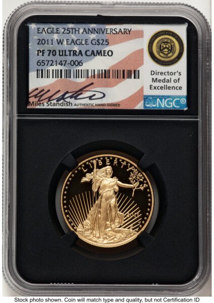 2011-W Proof Gold Eagle 1/2 oz Miles Standish Blk Core 70 NGC