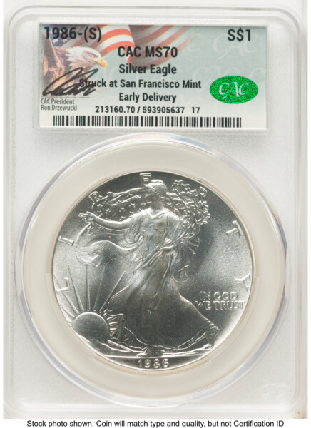 1986-(S) Silver Eagle Early Delivery Ron Drzewucki 70 CACG