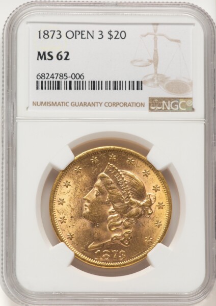 1873 $20 OPEN 3 62 NGC