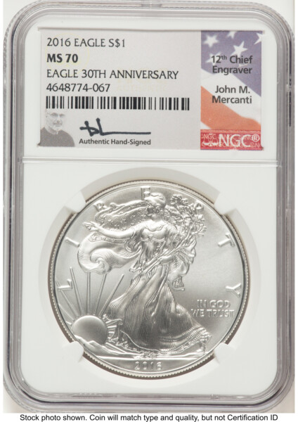 2016 Silver Eagle John Mercanti 70 NGC