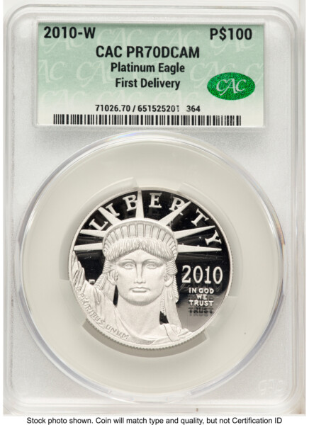 2010-W Proof Platinum Eagle 1 oz First Delivery 70 CACG
