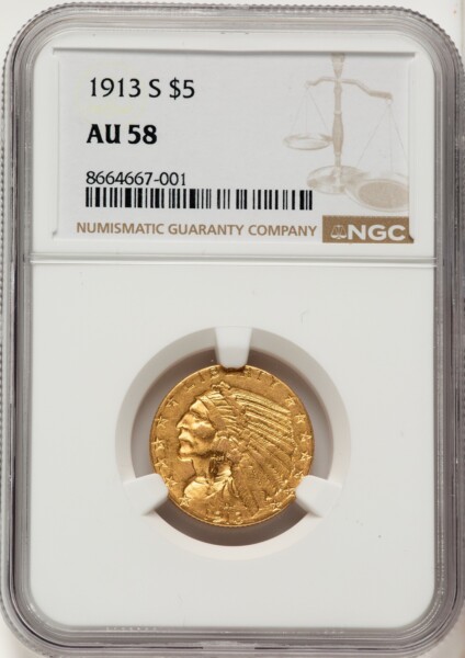 1913-S $5 58 NGC
