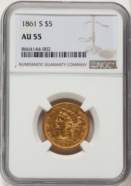 1861-S $5 55 NGC