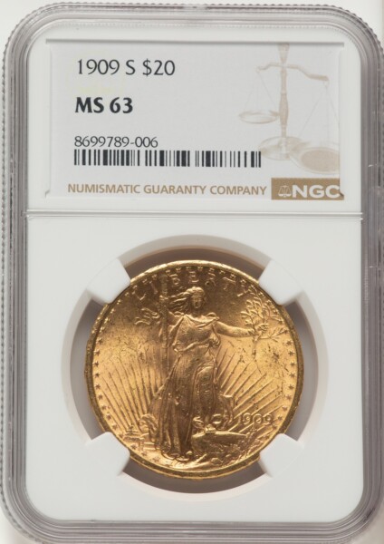 1909-S $20 63 NGC