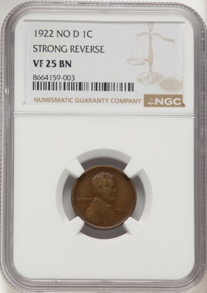 1922 No D, Strong Reverse, MS, BN 25 NGC