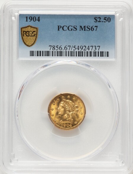 1904 $2 1/2 PCGS Secure 67 PCGS