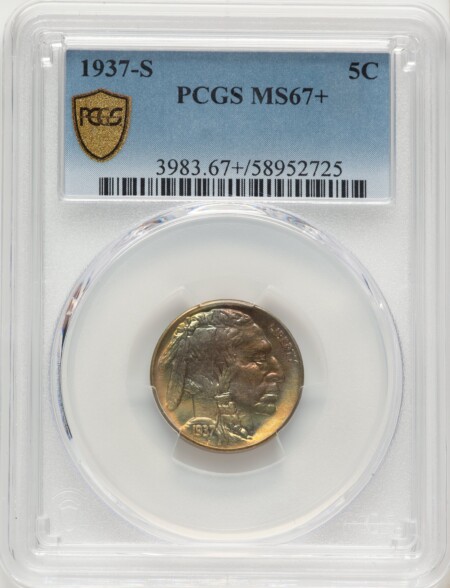 1937-S 5C PCGS Secure PCGS Plus 67 PCGS