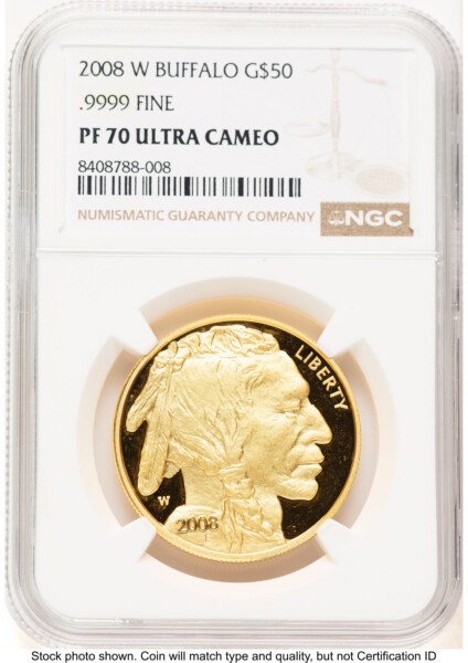 2008-W Proof Gold Buffalo 1 oz Brown Label 70 NGC
