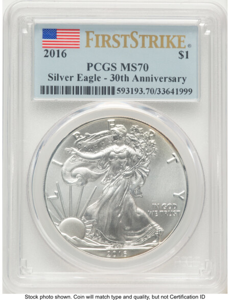2016 Silver Eagle FS Flag 70 PCGS