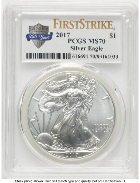 2017 Silver Eagle FS 225th Anniversary Label 70 PCGS