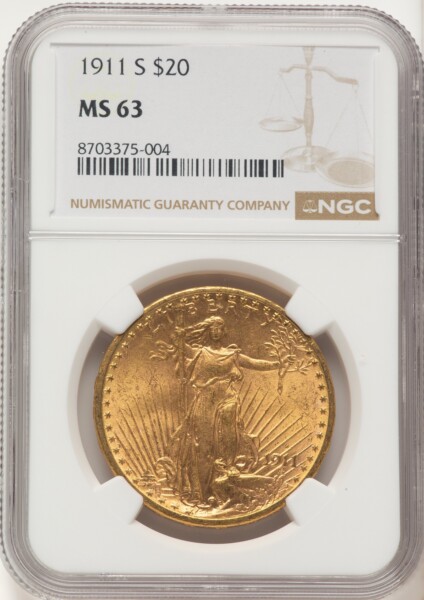 1911-S $20 63 NGC
