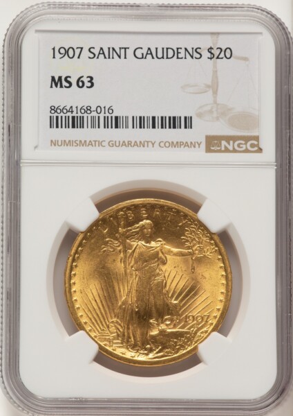 1907 $20 Saint, MS 63 NGC