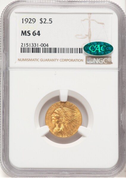 1929 $2 1/2 CAC Brown Label 64 NGC