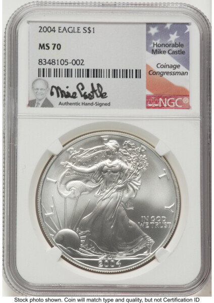 2004 Silver Eagle Mike Castle 70 NGC