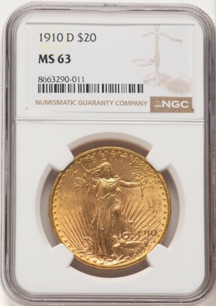 1910-D $20 63 NGC