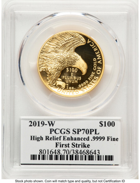2019-W G$100 American Liberty High Relief, Enhanced, PL  FS 2019 HR Label 70 PCGS
