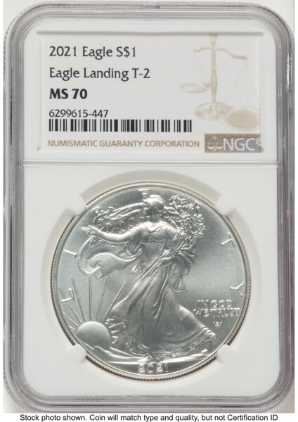 2021 Silver Eagle Type 2 Brown Label 70 NGC