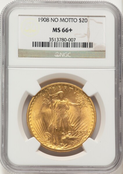 1908 $20 NO MOTTO NGC Plus 66 NGC
