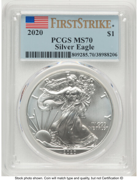 2020 Silver Eagle FS Flag 70 PCGS